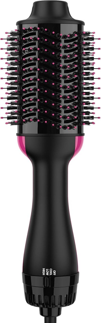 BRAND NEW ~ Pink & Black 4 in 1 Hair Dryer Brush & Styler Volumizer Straightener